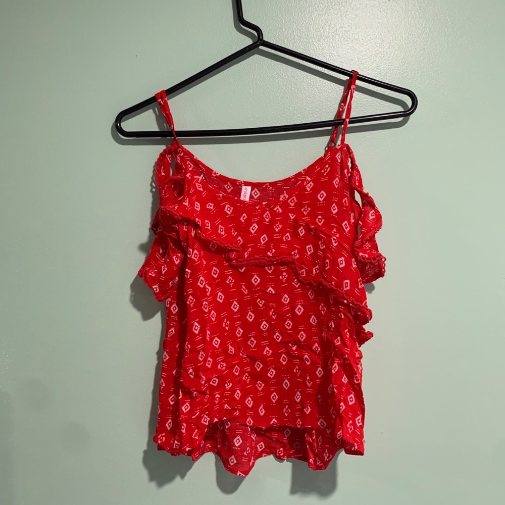 Red Geometric Pattern Top